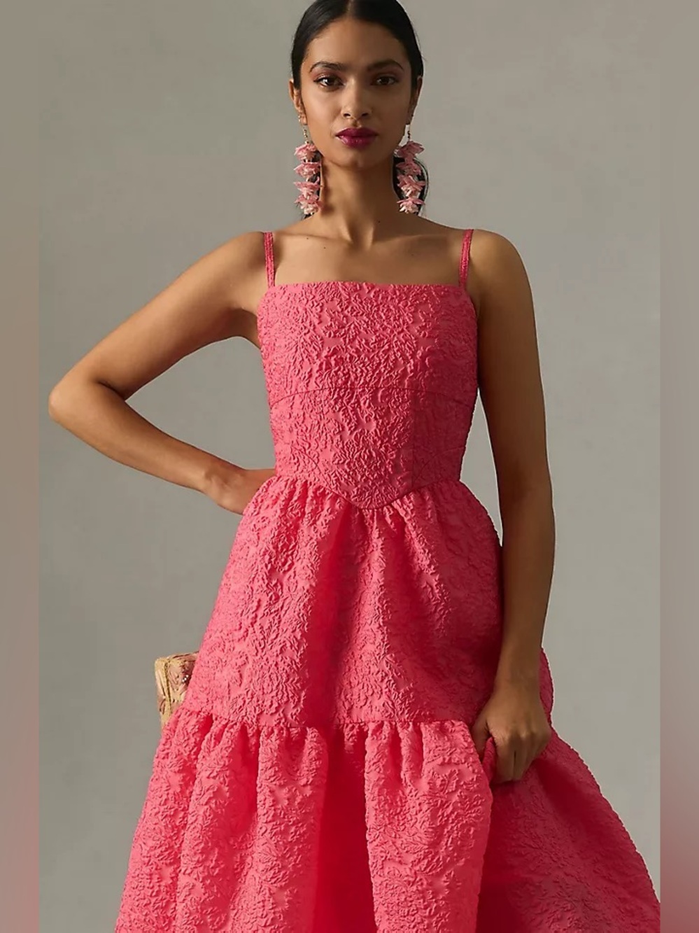 Anthropologie Hutch Tiered Corset Dress Pink